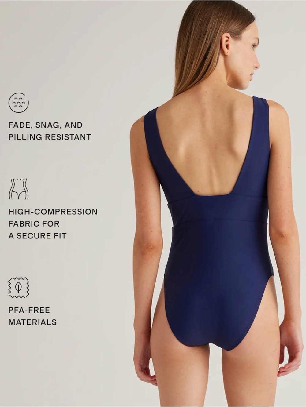 New Quince Italian Plunge One-Piece Swimsuit in Deep Blue Size XS - Picture 8 of 8